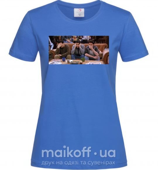 Женская футболка Друзья Джоуи Росс Чендлер Ярко-синий фото