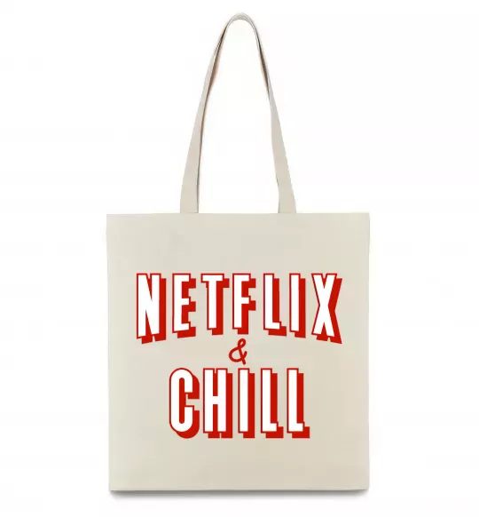 Еко-сумка Netflix and chill Бежевий фото