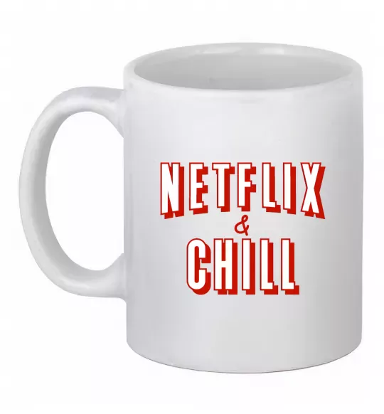 Чашка керамическая Netflix and chill Белый фото