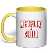 Чашка с цветной ручкой Netflix and chill Солнечно желтый Чашка с цветной ручкой Netflix and chill Солнечно желтый фото