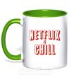 Чашка с цветной ручкой Netflix and chill Зеленый фото