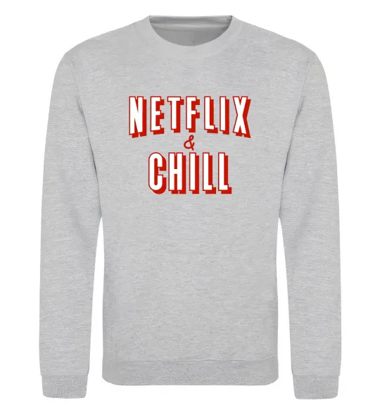 Свитшот Netflix and chill Серый меланж фото