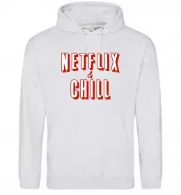 Чоловіча толстовка (худі) Netflix and chill Сірий меланж фото