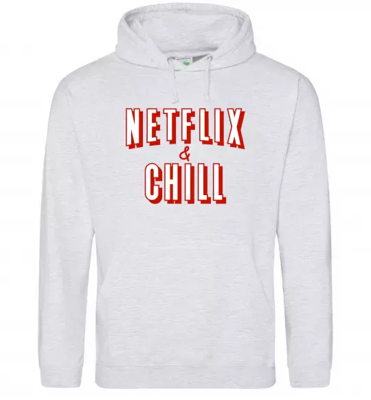Женская толстовка (худи) Netflix and chill Серый меланж фото