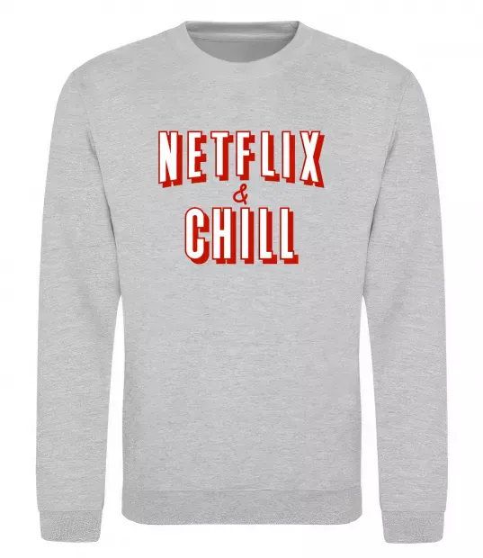 Світшот Netflix and chill Сірий меланж фото