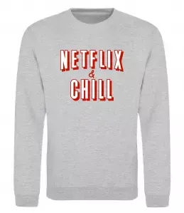 Світшот Netflix and chill Сірий меланж фото