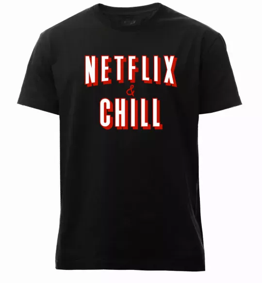 Чоловіча преміум футболка Netflix and chill Чорний фото