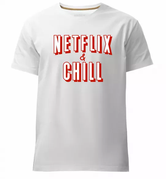 Чоловіча преміум футболка Netflix and chill Білий фото