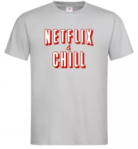 Чоловіча футболка Netflix and chill Сірий фото