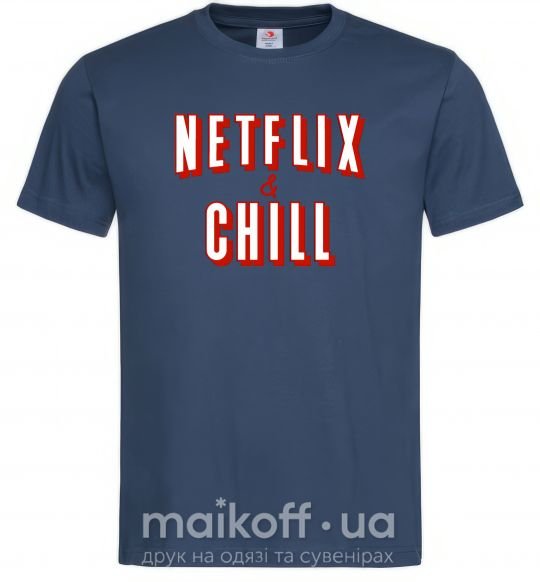 Чоловіча футболка Netflix and chill Темно-синій фото