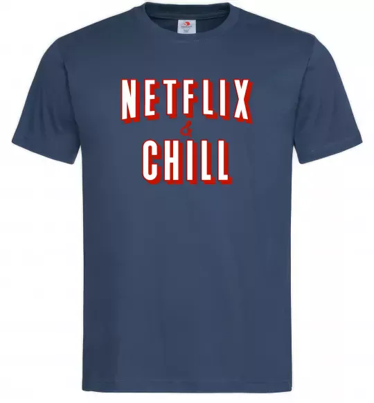Чоловіча футболка Netflix and chill Темно-синій фото