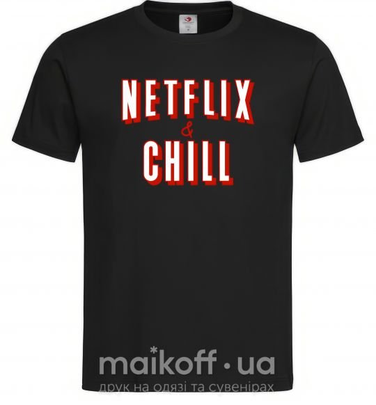 Мужская футболка Netflix and chill Черный фото