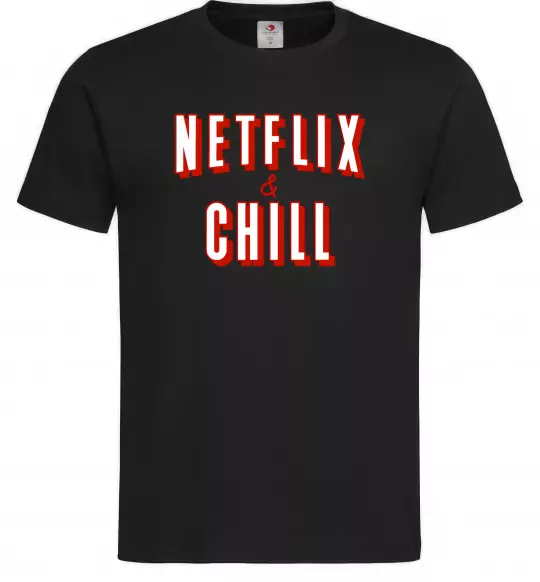 Чоловіча футболка Netflix and chill Чорний фото