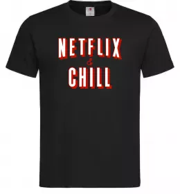 Чоловіча футболка Netflix and chill Чорний фото