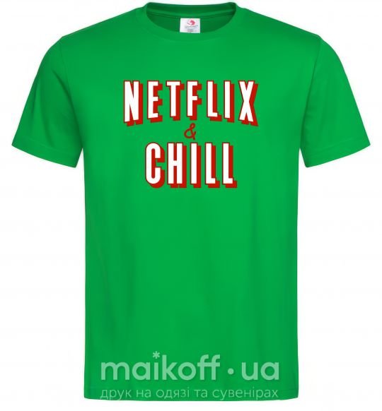 Мужская футболка Netflix and chill Зеленый фото