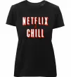 Жіноча преміум футболка Netflix and chill Чорний фото
