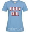 Жіноча футболка Netflix and chill Блакитний фото