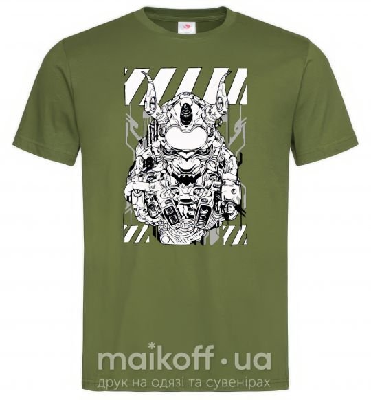 Чоловіча футболка Cyberpunk scetch Оливковий фото