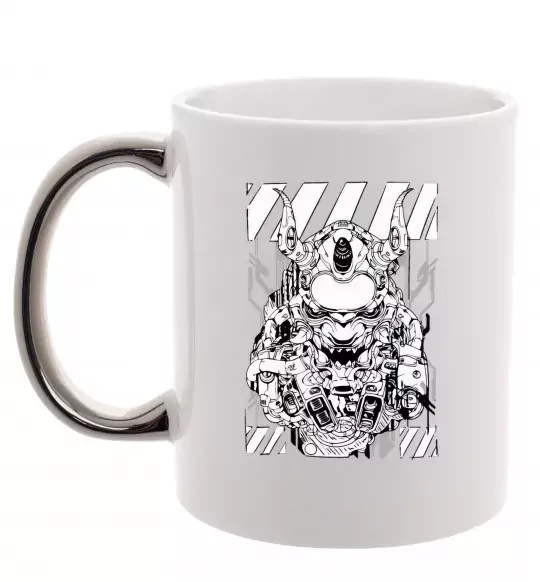 Чашка с цветной ручкой Cyberpunk scetch Серебро фото