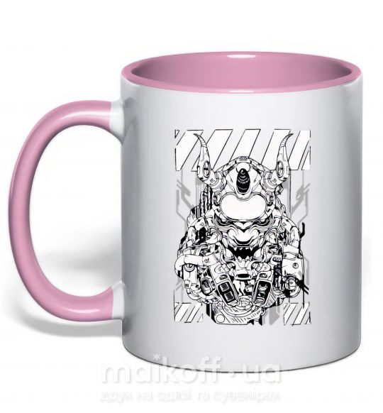 Чашка з кольоровою ручкою Cyberpunk scetch Ніжно рожевий фото