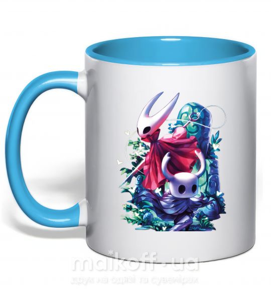 Чашка з кольоровою ручкою Hollow knight color Блакитний фото