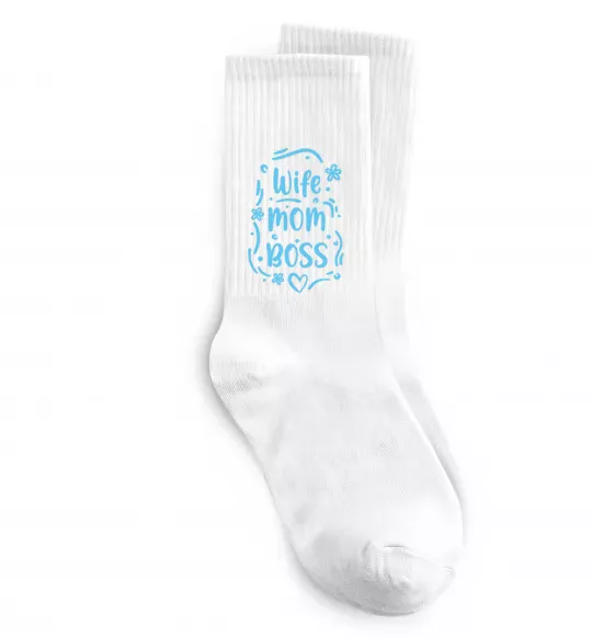 Носки Wife mom boss Белый фото
