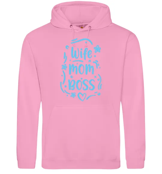 Женская толстовка (худи) Wife mom boss Розовый фото