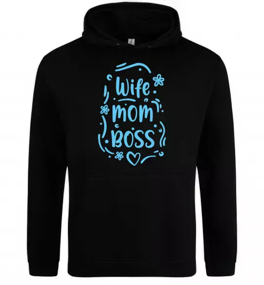 Женская толстовка (худи) Wife mom boss Черный фото