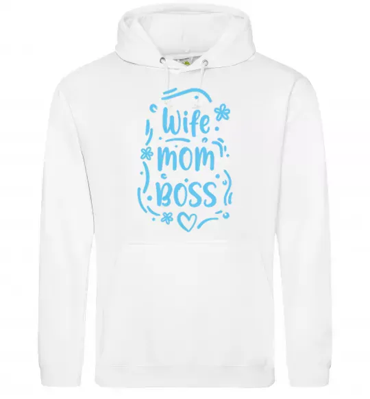 Женская толстовка (худи) Wife mom boss Белый фото