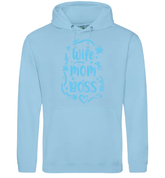 Женская толстовка (худи) Wife mom boss Голубой фото