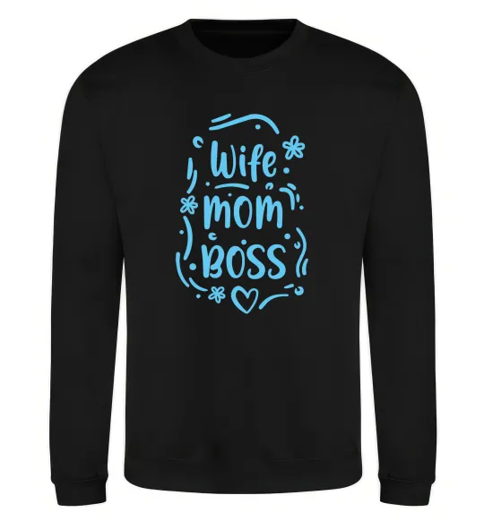 Світшот Wife mom boss Чорний фото