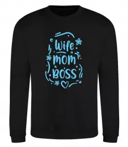 Свитшот Wife mom boss Черный фото