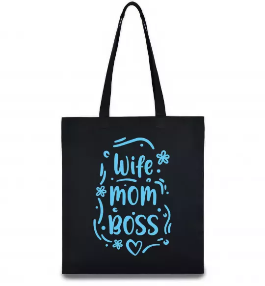 Еко-сумка Wife mom boss Чорний фото