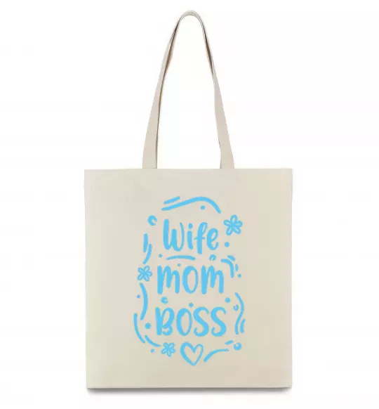 Еко-сумка Wife mom boss Бежевий фото