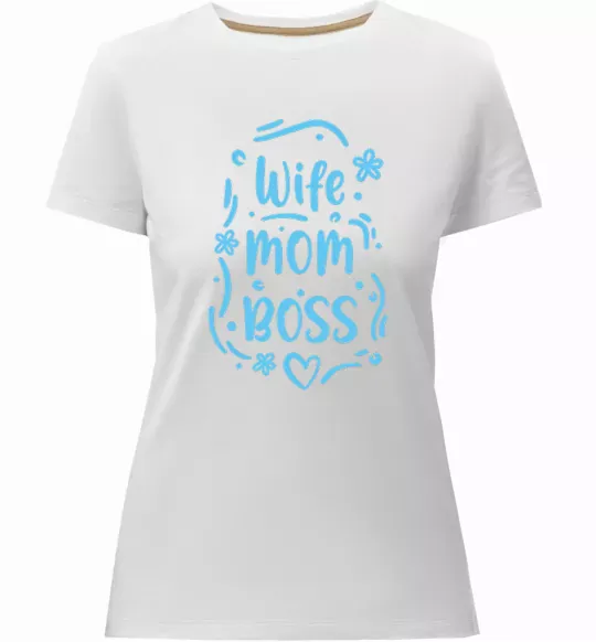 Жіноча преміум футболка Wife mom boss Білий фото