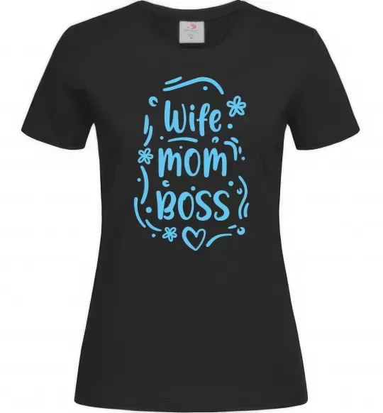 Женская футболка Wife mom boss Черный фото