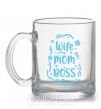 Чашка скляна Wife mom boss Прозорий фото