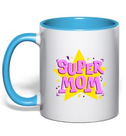 Чашка з кольоровою ручкою SUPER MOM