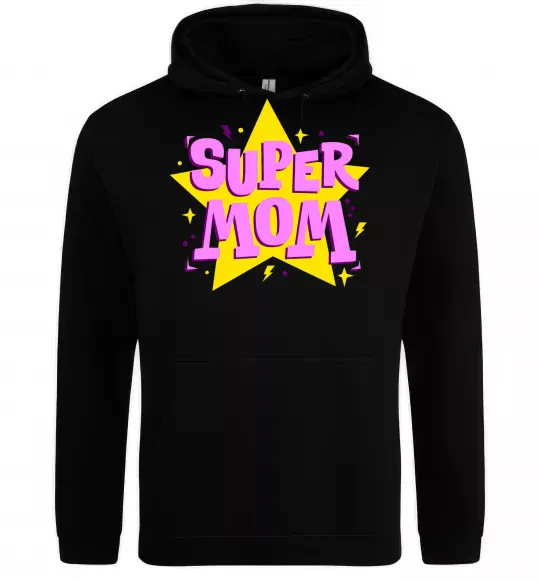 Женская толстовка (худи) SUPER MOM Черный фото