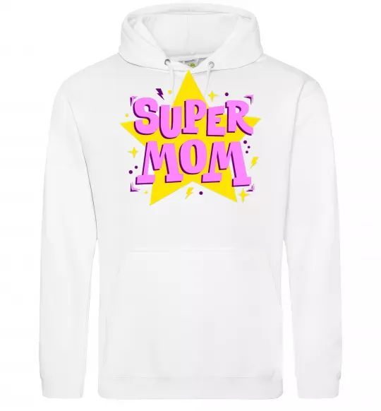Женская толстовка (худи) SUPER MOM Белый фото