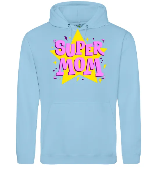 Женская толстовка (худи) SUPER MOM Голубой фото