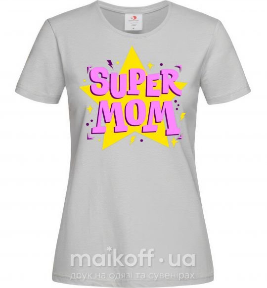 Женская футболка SUPER MOM Серый фото