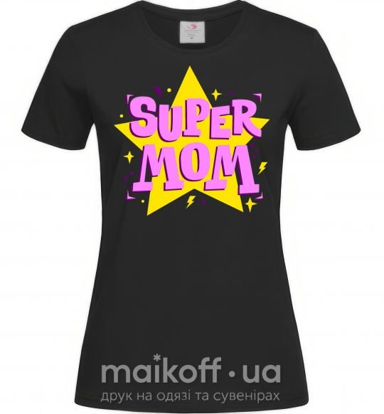 Женская футболка SUPER MOM Черный фото