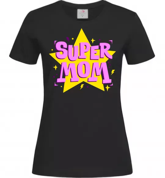 Женская футболка SUPER MOM Черный фото