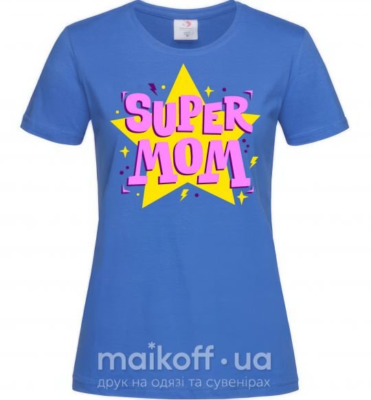 Женская футболка SUPER MOM Ярко-синий фото