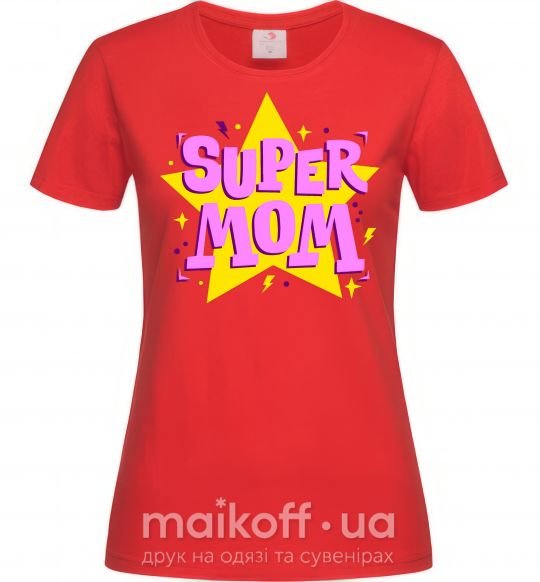 Женская футболка SUPER MOM Красный фото