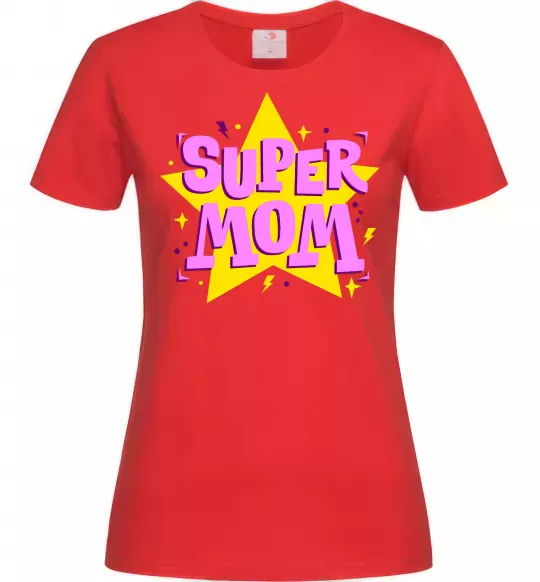 Женская футболка SUPER MOM Красный фото