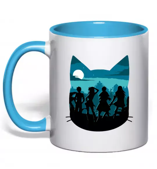 Чашка с цветной ручкой Fairy Tail shadow Голубой фото