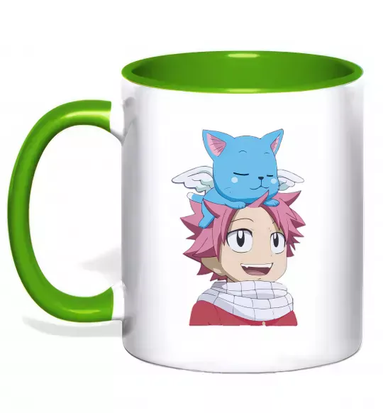 Чашка з кольоровою ручкою Fairy Tail Natsu Зелений фото