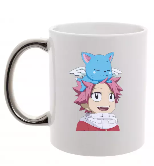 Чашка з кольоровою ручкою Fairy Tail Natsu Срібло фото